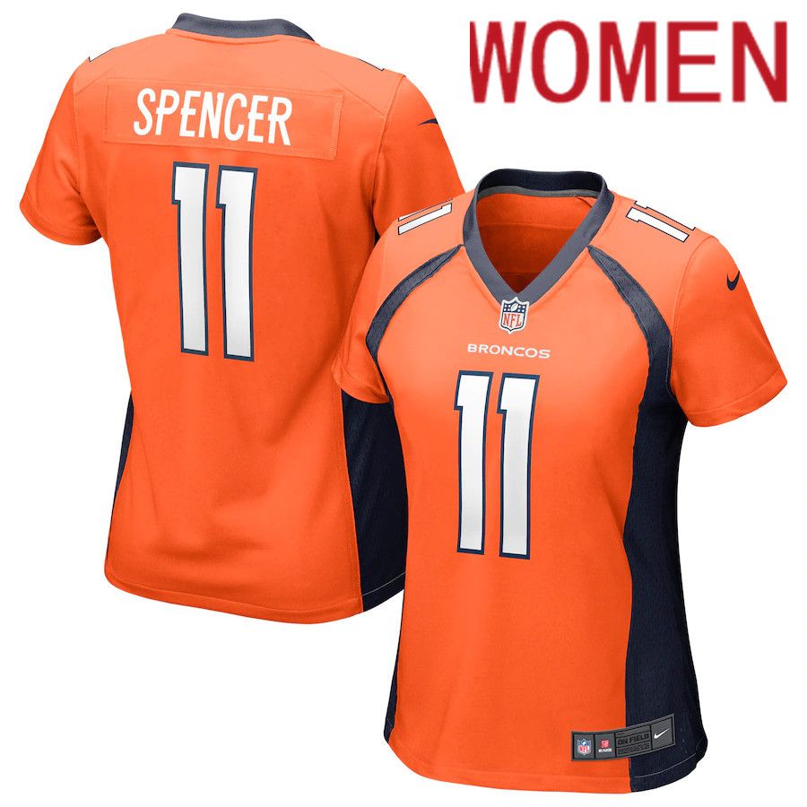 Women Denver Broncos #11 Diontae Spencer Nike Orange Game NFL Jersey->women nfl jersey->Women Jersey